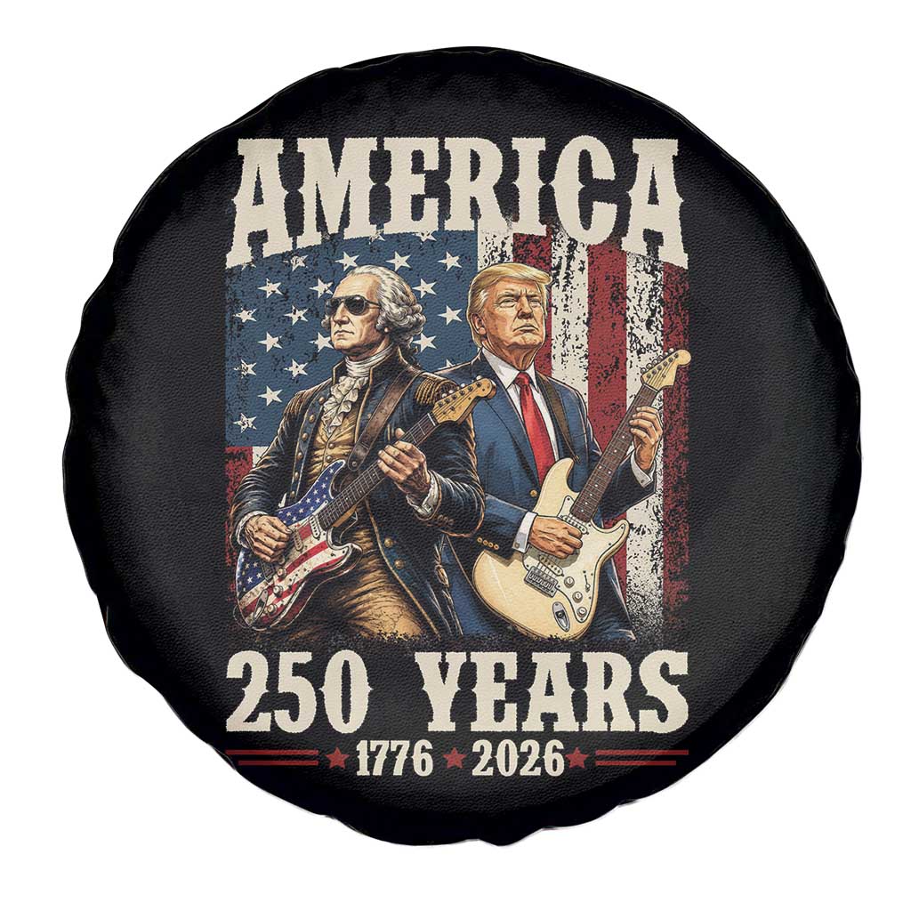 250 Years America Anniversary Spare Tire Cover Vintage President Playing Guitar 4th of July