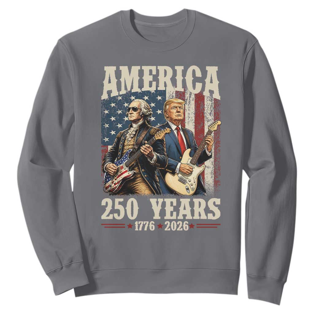 250 Years America Anniversary Sweatshirt Vintage President Playing Guitar 4th of July