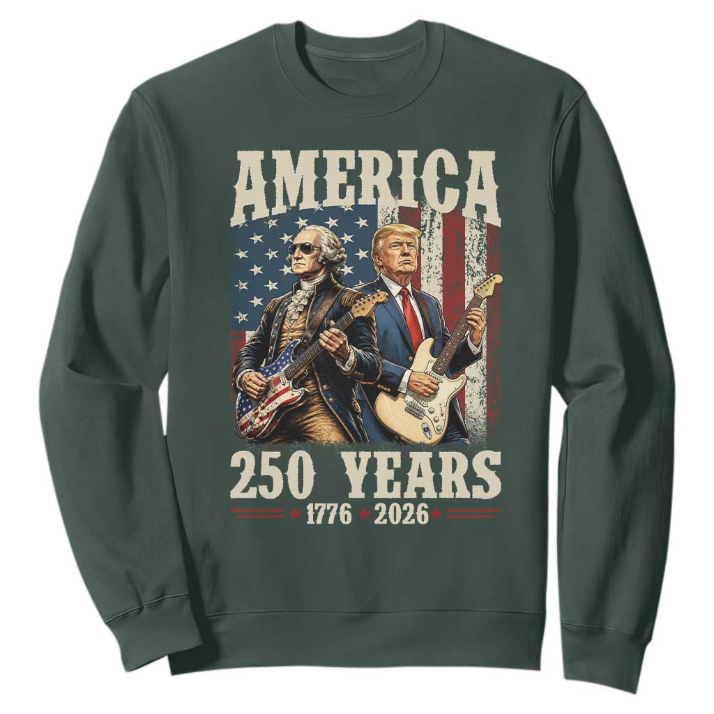 250 Years America Anniversary Sweatshirt Vintage President Playing Guitar 4th of July