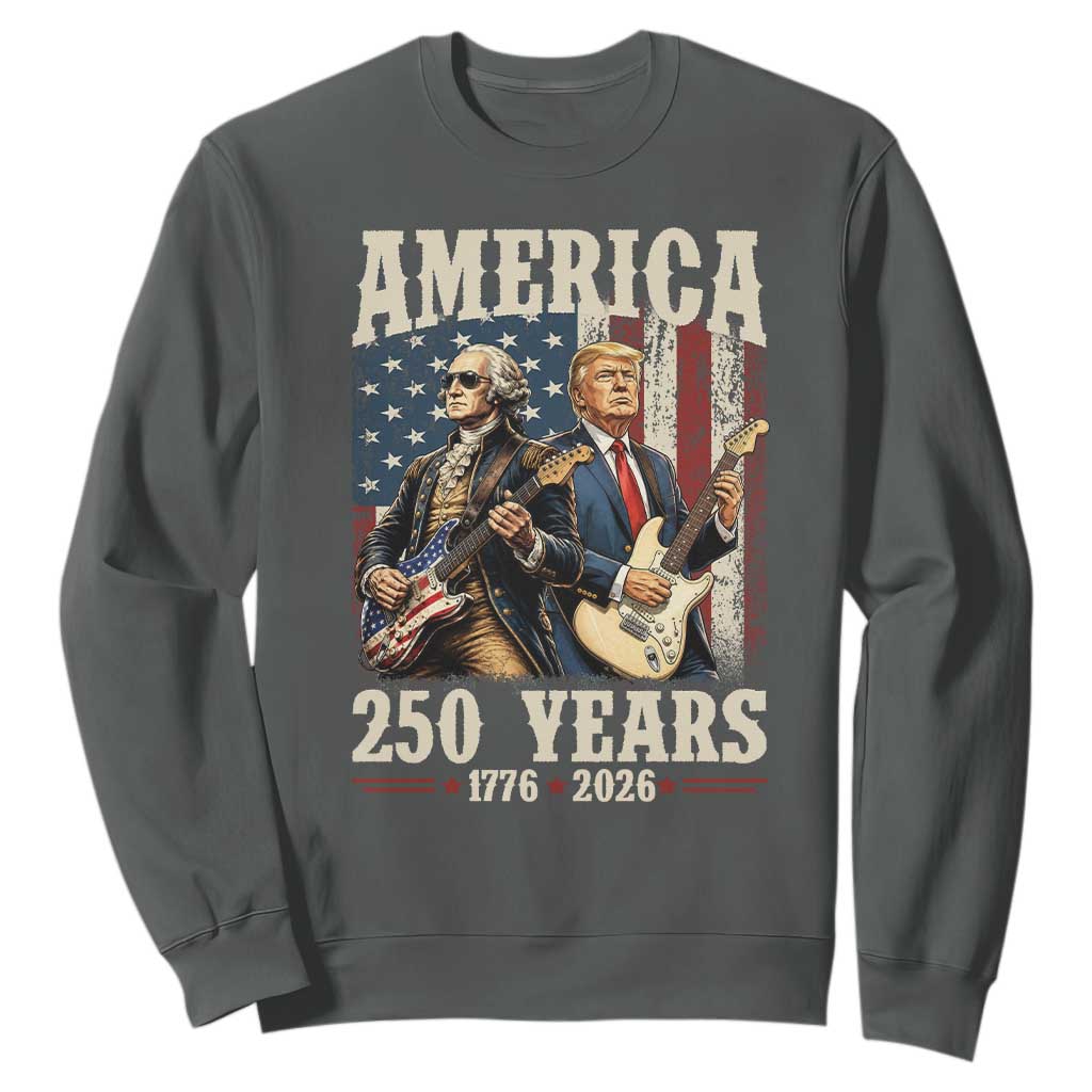 250 Years America Anniversary Sweatshirt Vintage President Playing Guitar 4th of July