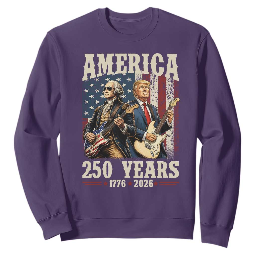 250 Years America Anniversary Sweatshirt Vintage President Playing Guitar 4th of July