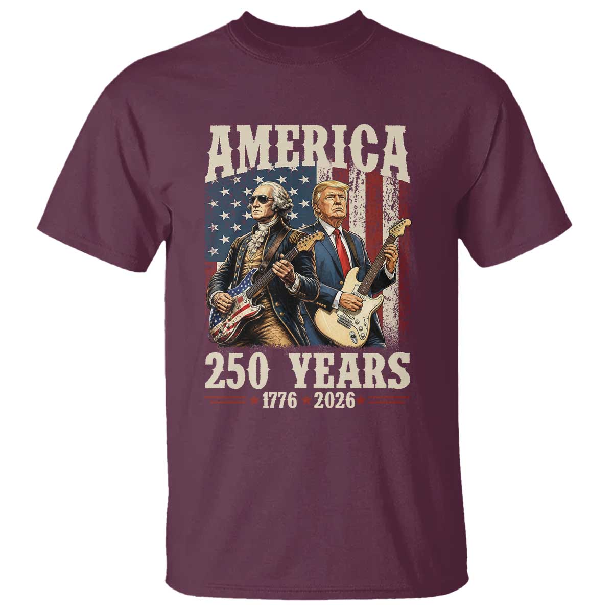 250 Years America Anniversary T Shirt Vintage President Playing Guitar 4th of July