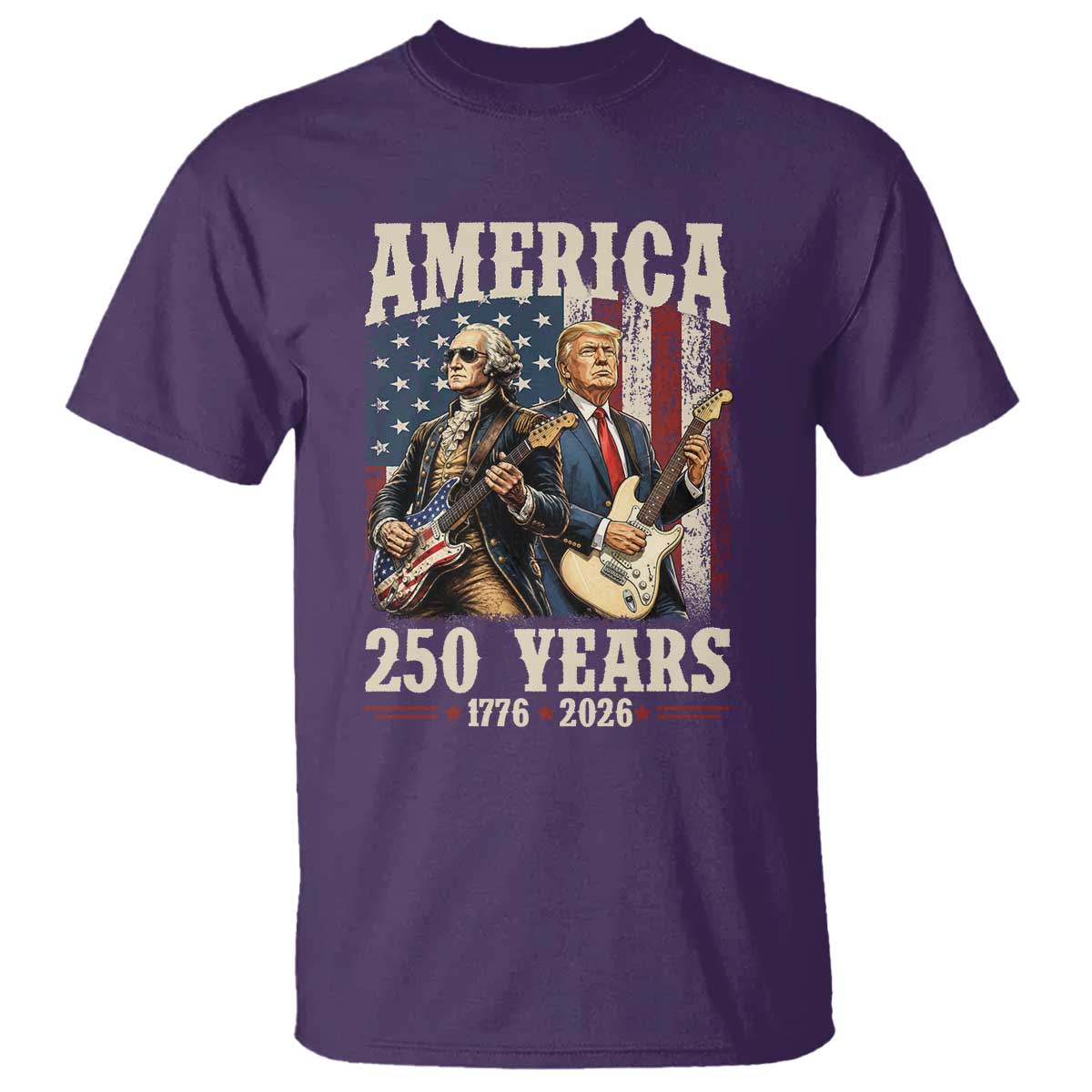 250 Years America Anniversary T Shirt Vintage President Playing Guitar 4th of July