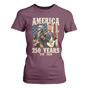 250 Years America Anniversary T Shirt For Women Vintage President Playing Guitar 4th of July
