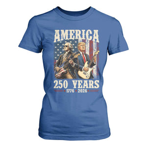 250 Years America Anniversary T Shirt For Women Vintage President Playing Guitar 4th of July
