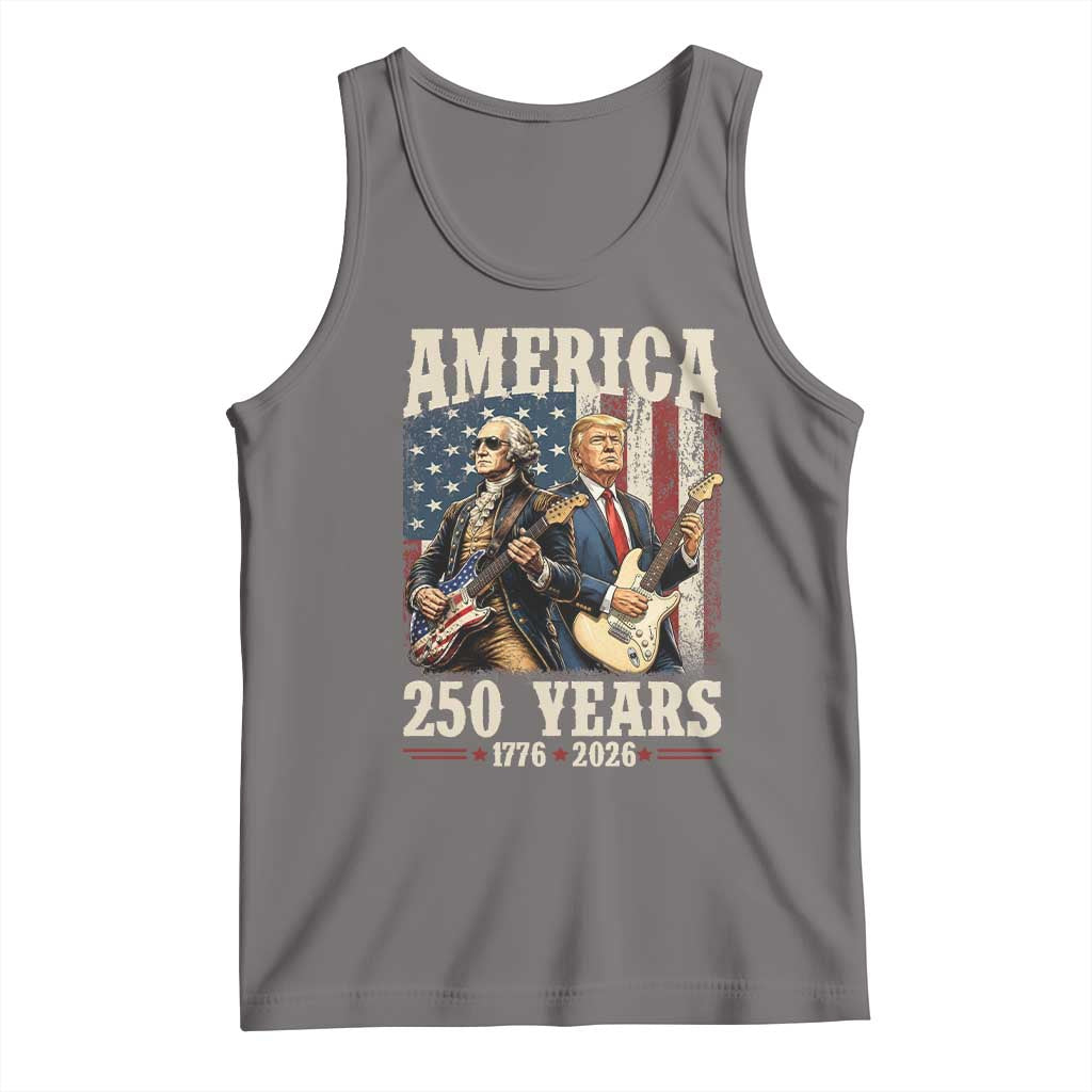 250 Years America Anniversary Tank Top Vintage President Playing Guitar 4th of July