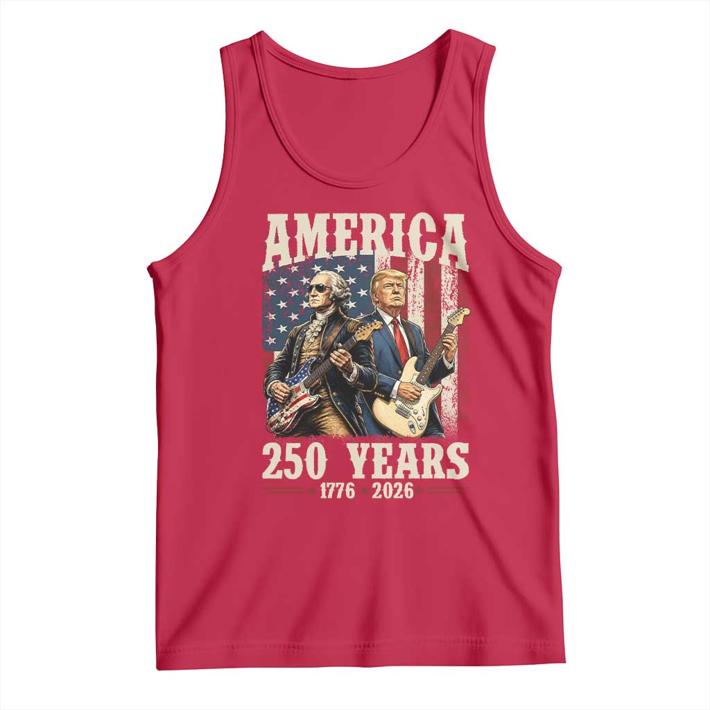 250 Years America Anniversary Tank Top Vintage President Playing Guitar 4th of July