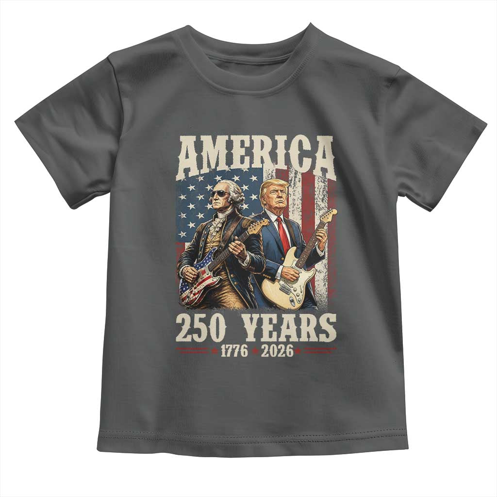 250 Years America Anniversary Toddler T Shirt Vintage President Playing Guitar 4th of July TS14 Dark Heather Print Your Wear