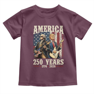 250 Years America Anniversary Toddler T Shirt Vintage President Playing Guitar 4th of July TS14 Maroon Print Your Wear