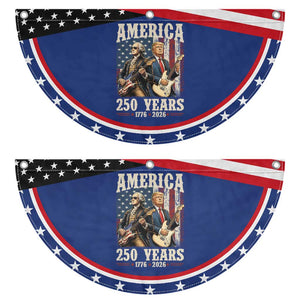 250 Years America Anniversary Patriotic Fan Flag Vintage President Playing Guitar 4th of July