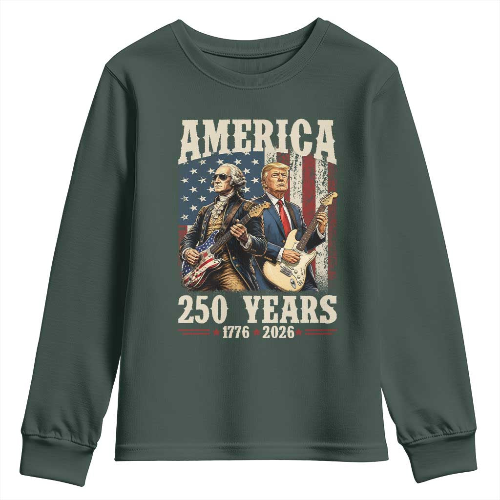 250 Years America Anniversary Youth Sweatshirt Vintage President Playing Guitar 4th of July