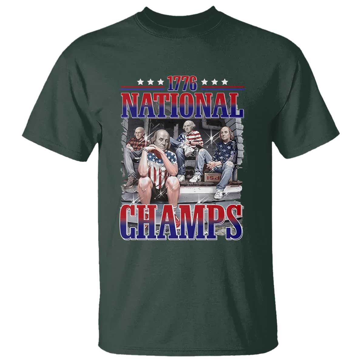1776 National Champs T Shirt Funny Founding Father USA 250th Anniversary