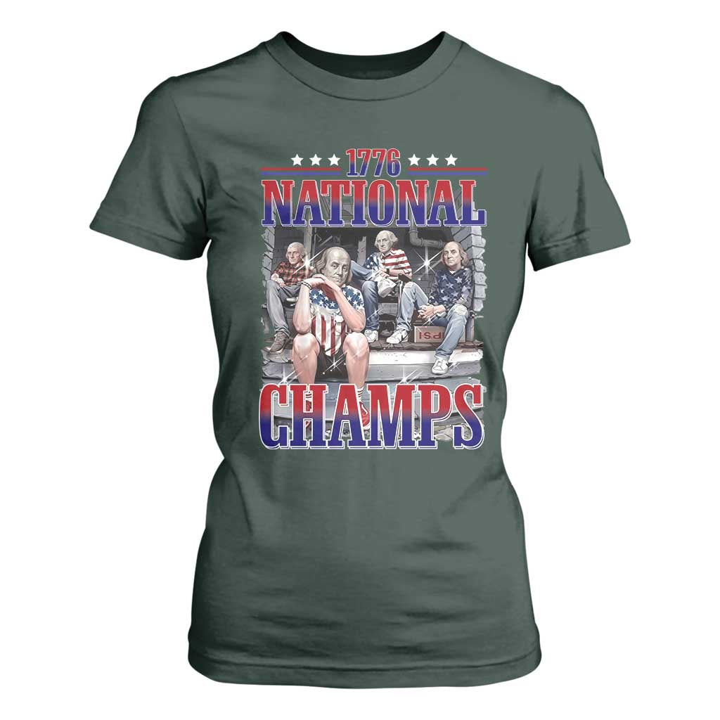 1776 National Champs T Shirt For Women Funny Founding Father USA 250th Anniversary