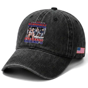 1776 National Champs Washed Cotton Baseball Cap Funny Founding Father USA 250th Anniversary