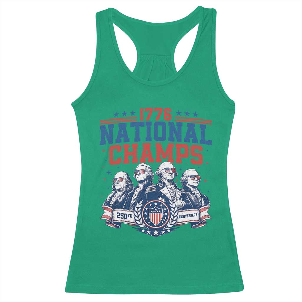 1776 National Champs Racerback Tank Top Funny Founding Fathers Sunglasses Patriotic 4th of July