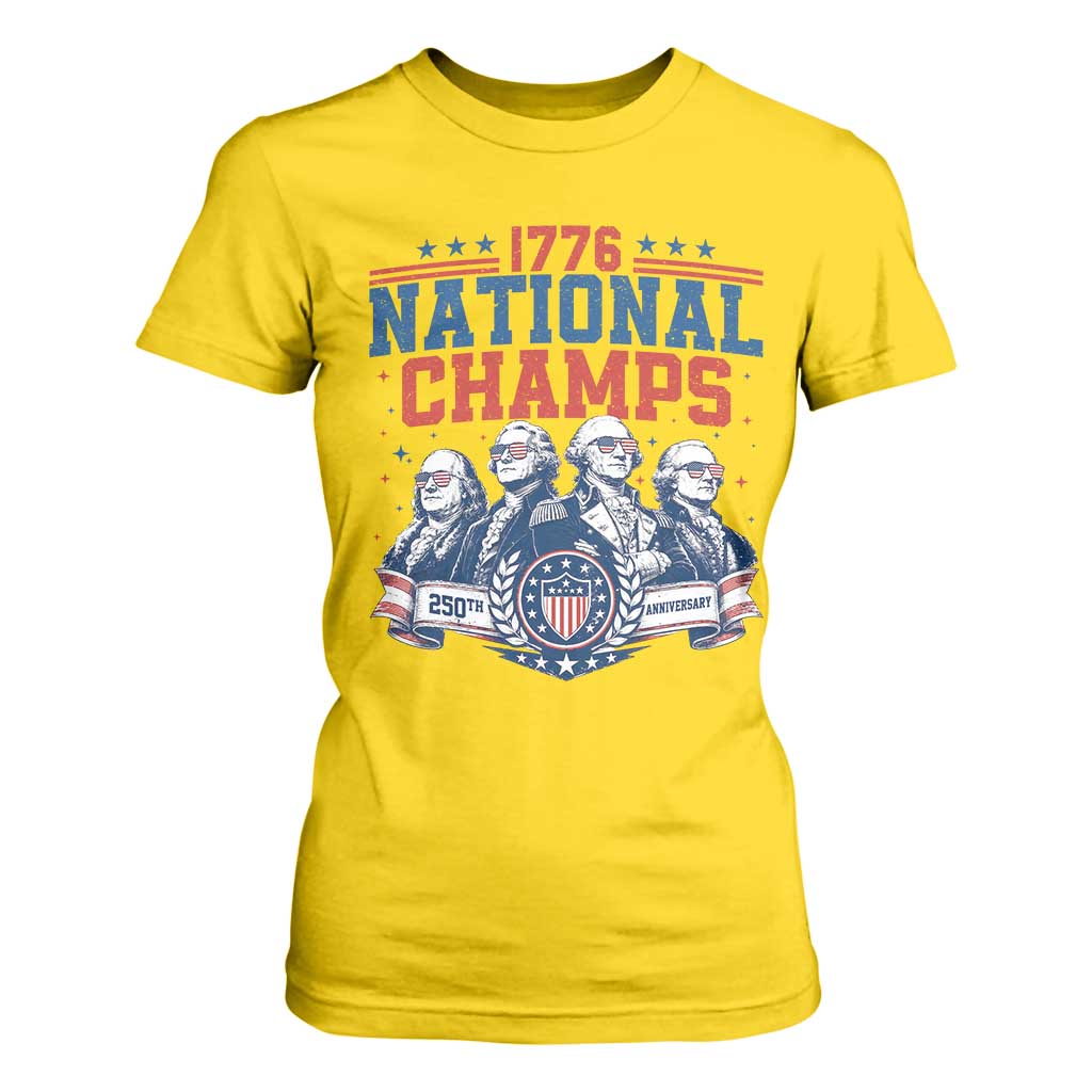 1776 National Champs T Shirt For Women Funny Founding Fathers Sunglasses Patriotic 4th of July