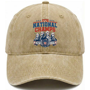 1776 National Champs Washed Cotton Baseball Cap Funny Founding Fathers Sunglasses Patriotic 4th of July