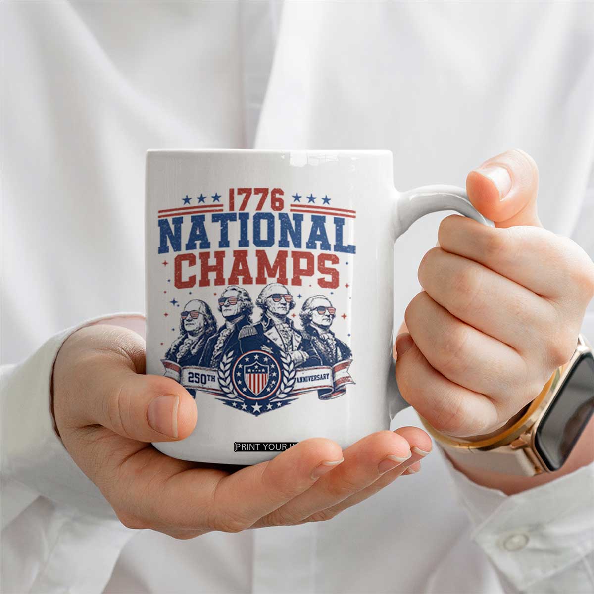 1776 National Champs Coffee Mug Funny Founding Fathers Sunglasses Patriotic 4th of July