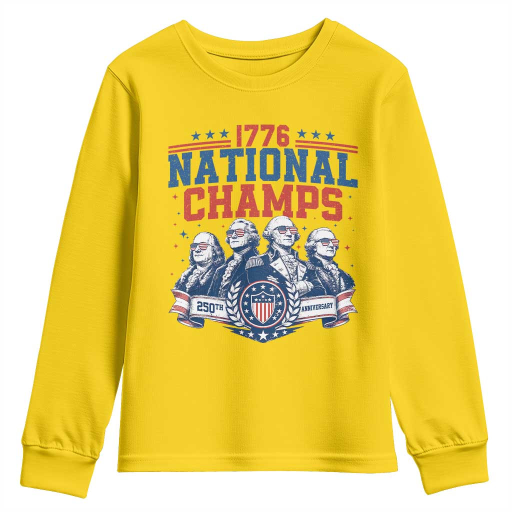 1776 National Champs Youth Sweatshirt Funny Founding Fathers Sunglasses Patriotic 4th of July