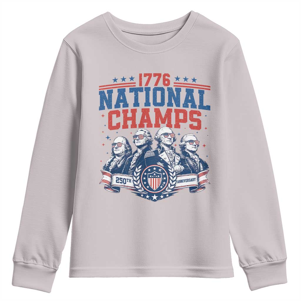 1776 National Champs Youth Sweatshirt Funny Founding Fathers Sunglasses Patriotic 4th of July