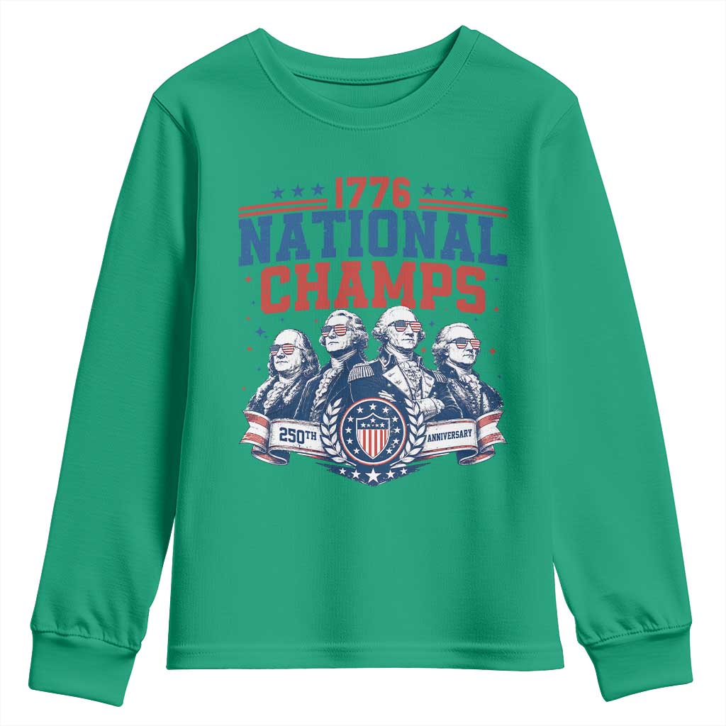 1776 National Champs Youth Sweatshirt Funny Founding Fathers Sunglasses Patriotic 4th of July