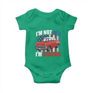 I'm Not Old I'm Classic Baby Onesie American Classic Collector Car US Flag