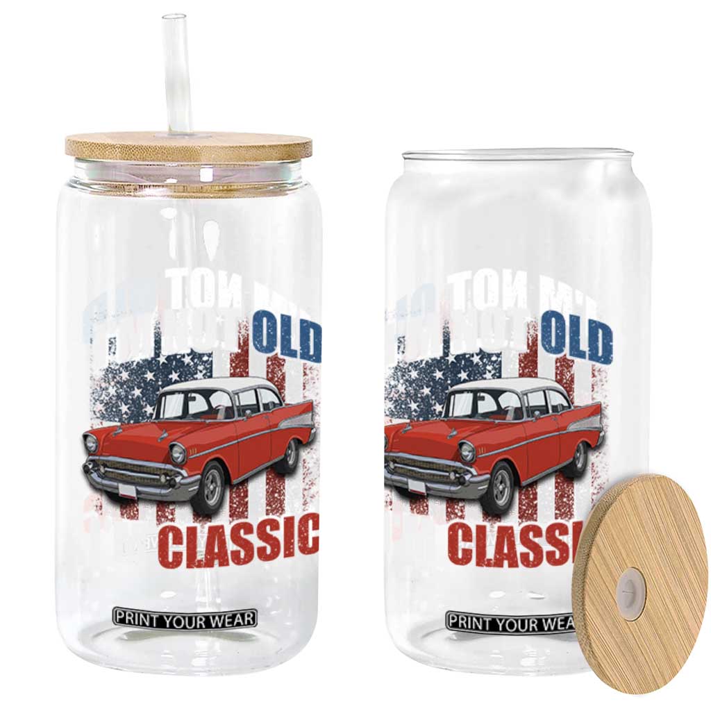 I'm Not Old I'm Classic Glass Can American Classic Collector Car US Flag