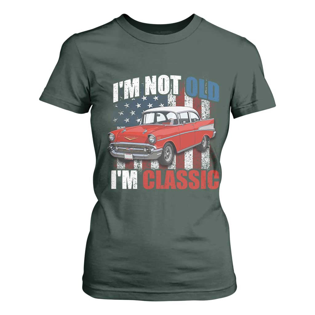 I'm Not Old I'm Classic T Shirt For Women American Classic Collector Car US Flag