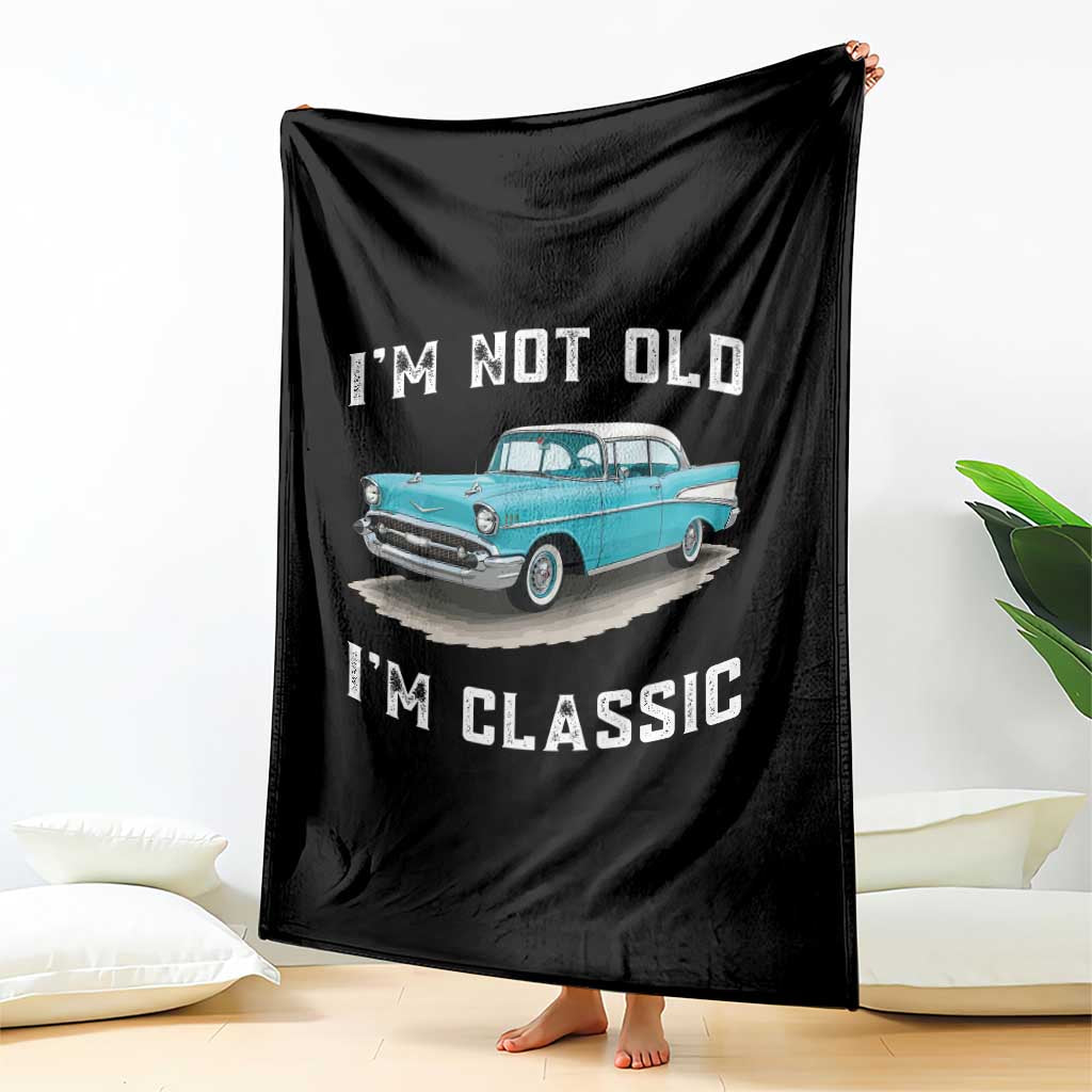 I'm Not Old I'm Classic Throw Blanket Vintage 1957 Turquoise Classic Car