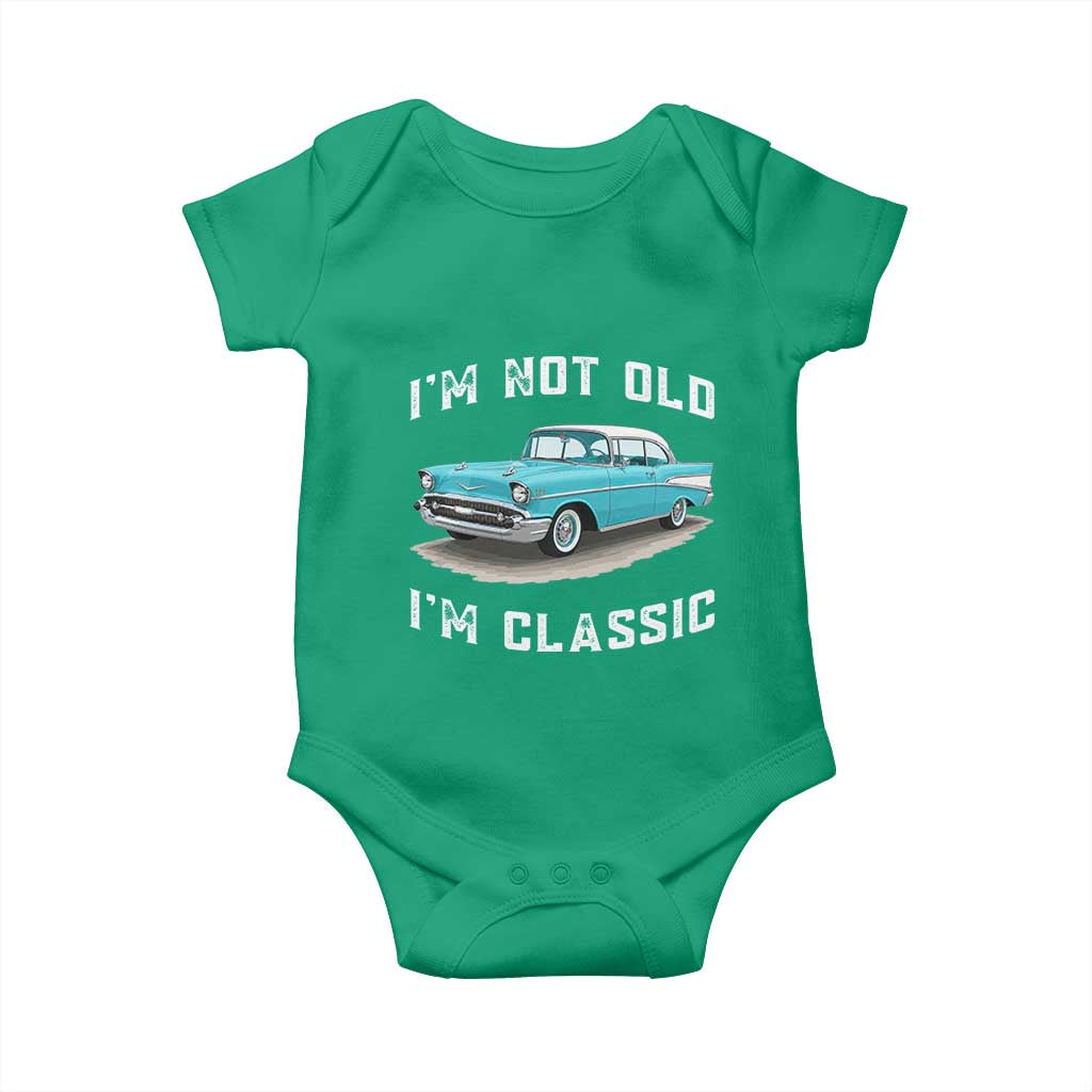 I'm Not Old I'm Classic Baby Onesie Vintage 1957 Turquoise Classic Car