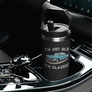 I'm Not Old I'm Classic Flip Straw Tumbler Vintage 1957 Turquoise Classic Car