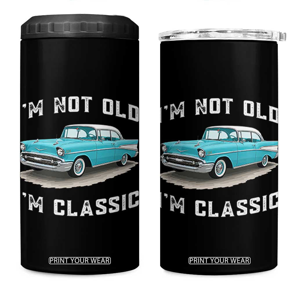 I'm Not Old I'm Classic 4 in 1 Can Cooler Tumbler Vintage 1957 Turquoise Classic Car