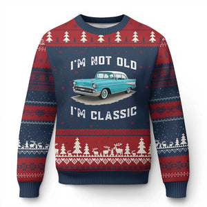 I'm Not Old I'm Classic Ugly Christmas Sweater Vintage 1957 Turquoise Classic Car