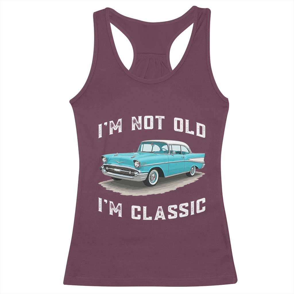 I'm Not Old I'm Classic Racerback Tank Top Vintage 1957 Turquoise Classic Car