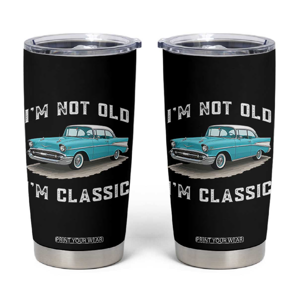 I'm Not Old I'm Classic Tumbler Cup Vintage 1957 Turquoise Classic Car