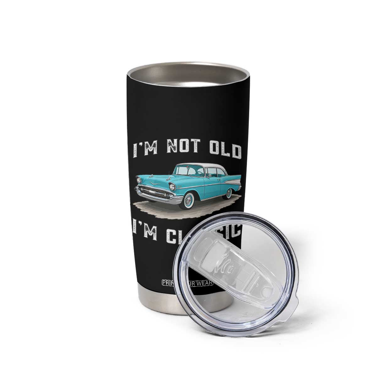 I'm Not Old I'm Classic Tumbler Cup Vintage 1957 Turquoise Classic Car