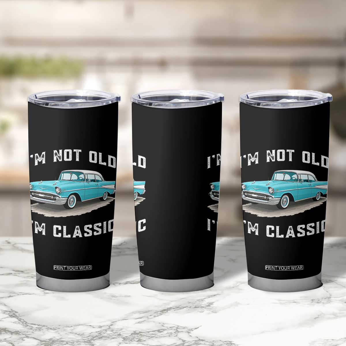 I'm Not Old I'm Classic Tumbler Cup Vintage 1957 Turquoise Classic Car