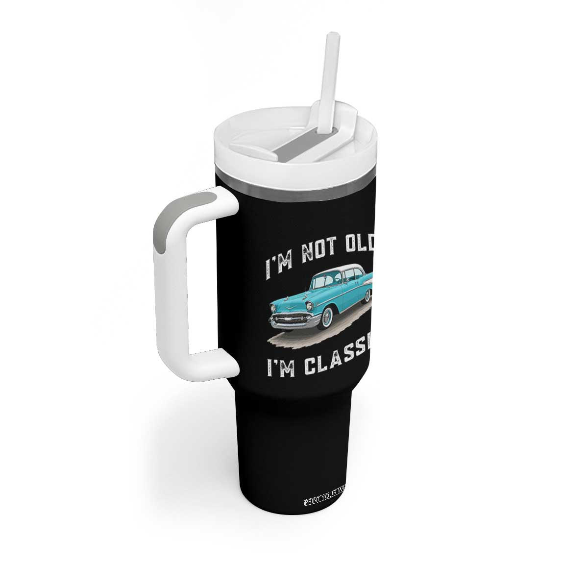 I'm Not Old I'm Classic Tumbler With Handle Vintage 1957 Turquoise Classic Car