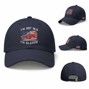 I'm Not Old I'm Classic Baseball Cap Vintage 1957 Hot Rod Silhouette Patriotic American Flag