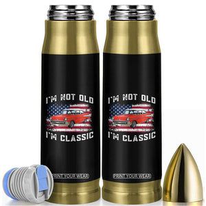 I'm Not Old I'm Classic Bullet Tumbler Vintage 1957 Hot Rod Silhouette Patriotic American Flag