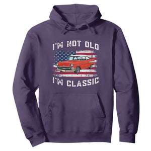 I'm Not Old I'm Classic Hoodie Vintage 1957 Hot Rod Silhouette Patriotic American Flag