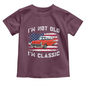 I'm Not Old I'm Classic Toddler T Shirt Vintage 1957 Hot Rod Silhouette Patriotic American Flag