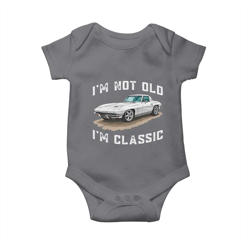 I'm Not Old I'm Classic Baby Onesie Vintage 1963 Sports Car Retro Americana