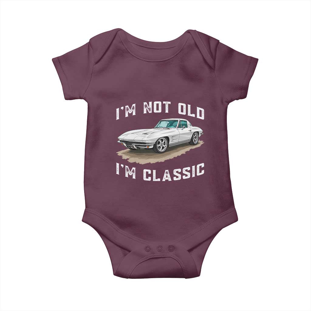 I'm Not Old I'm Classic Baby Onesie Vintage 1963 Sports Car Retro Americana