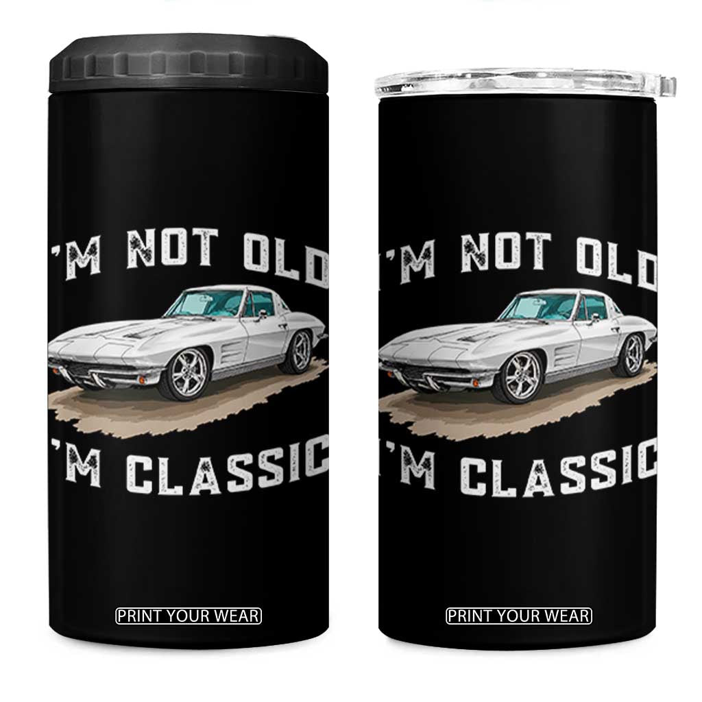 I'm Not Old I'm Classic 4 in 1 Can Cooler Tumbler Vintage 1963 Sports Car Retro Americana