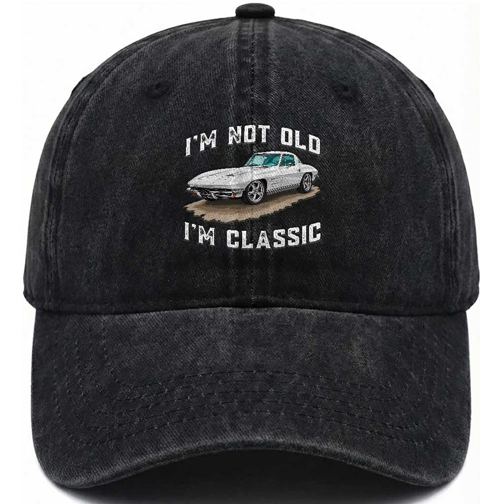 I'm Not Old I'm Classic Washed Cotton Baseball Cap Vintage 1963 Sports Car Retro Americana TS14 Print Your Wear