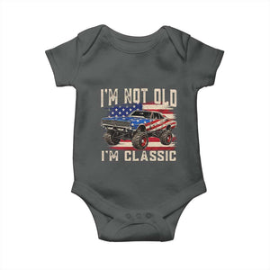 I'm Not Old I'm Classic Baby Onesie Vintage Car American Flag 4th of July
