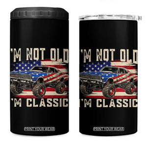 I'm Not Old I'm Classic 4 in 1 Can Cooler Tumbler Vintage Car American Flag 4th of July
