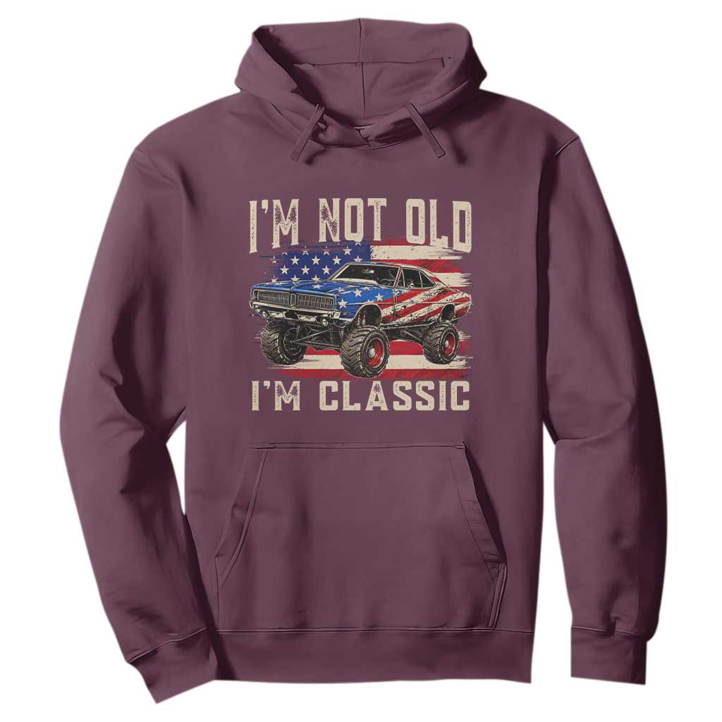 I'm Not Old I'm Classic Hoodie Vintage Car American Flag 4th of July