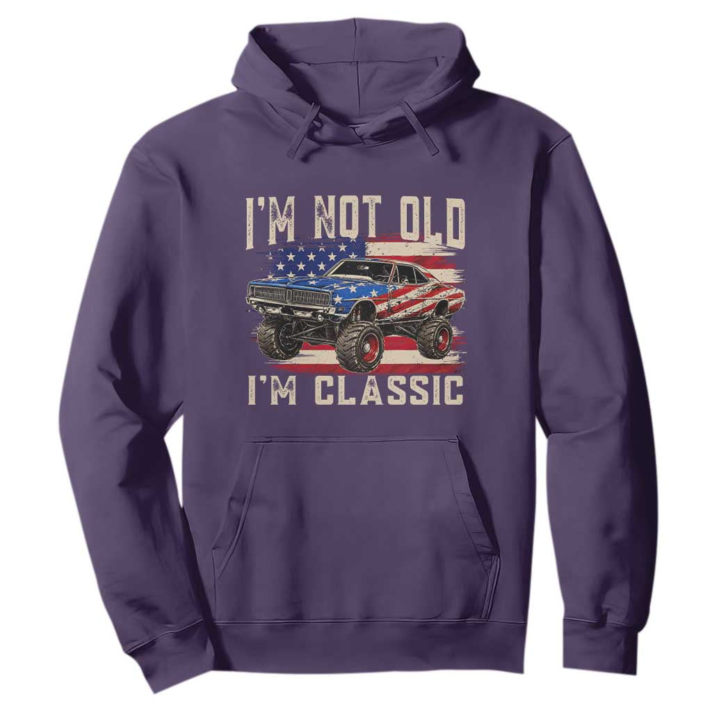 I'm Not Old I'm Classic Hoodie Vintage Car American Flag 4th of July